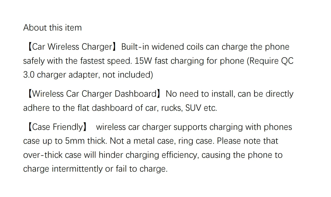 Non-Slip Wireless Car Charger