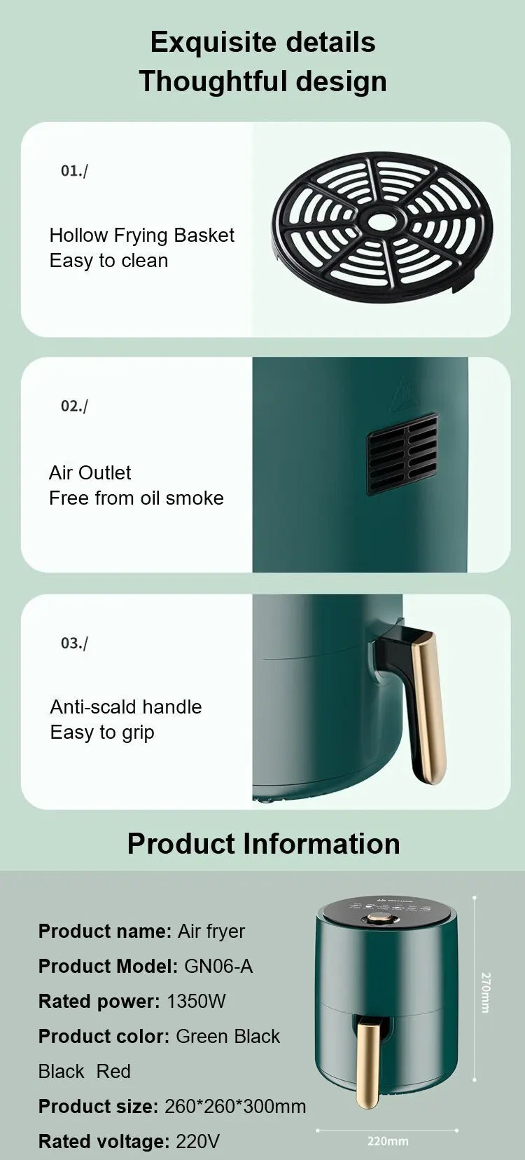 Automatic Oil-Free Air Fryer